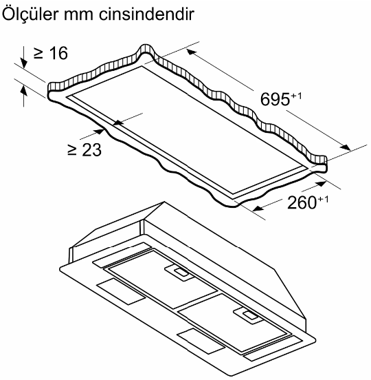 iQ100 Gömme Aspiratör Antrasit, LB73NAA30