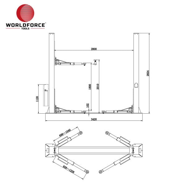 Hidrolik Lift İki Sütunlu 4 Ton 380V Tam Otomatik