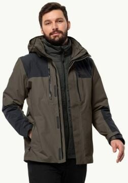 Jack Wolfskin Jasper 3IN1 Erkek Su Geçirmez Outdoor Mont Kahverengi