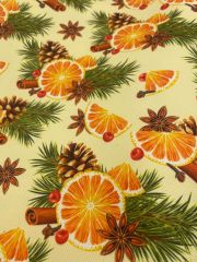 Portakal Tarçın Desenli Kumaş