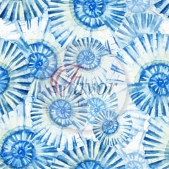 Mavi Deniz Kabuğu Desenli Kumaş