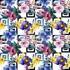 Kareli Çiçek Desenli Kumaş 2
