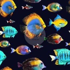 Renkli Balık Desenli Kumaş