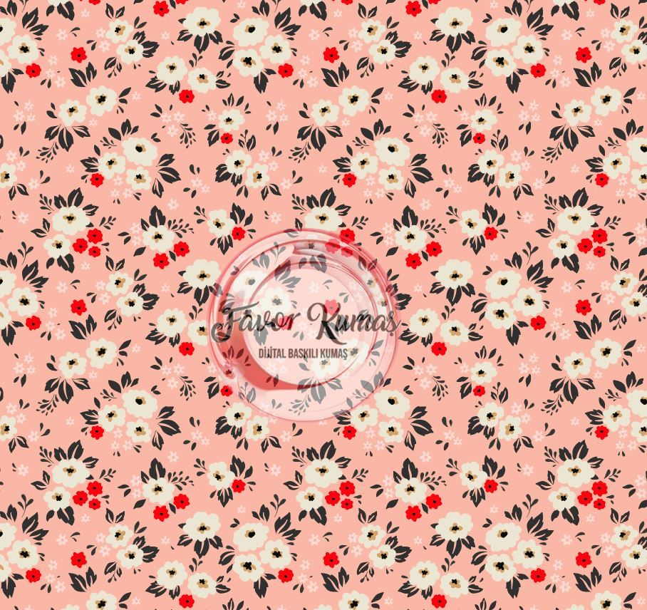 Pembe Küçük Çiçek Desenli Kumaş