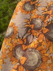 Turuncu Ayçiçeği Desenli Kumaş