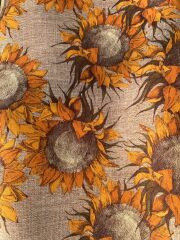 Turuncu Ayçiçeği Desenli Kumaş