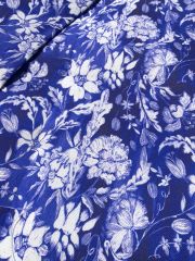 Mavi Çiçek Desenli Kumaş