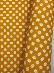 Sarı Beyaz Papatya Desenli Kumaş