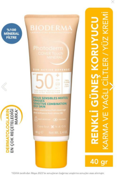 Bioderma Photoderm Cover Touch SPF50+ Very Light Karma Yağlı Ciltler Kapatıcı Etkili Renkli Güneş Kremi 40 ml