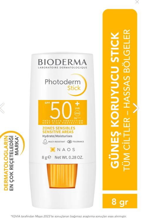 Bioderma Photoderm Stick SPF50+ Göz Çevresi, Dudak, Hassas Bölgeler Yüksek Korumalı Stick Güneş Koruyucu 8 gr