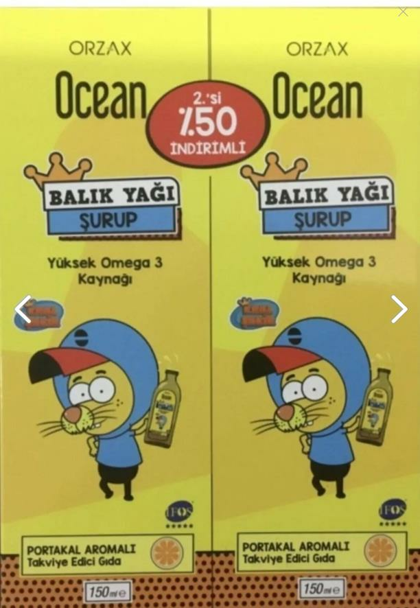 Ocean Balık Yağı Şurubu Portakal Aromalı 150ml 2.si %50 İndirimli