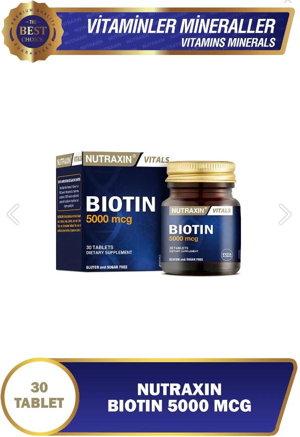 Nutraxin Biotin 5000 mcg 30 Tablet