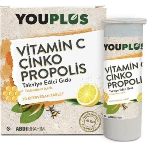 You-Plus Vitamin&Çinko&Propolis 20 Efervesan Tb.-Besin Takviyesi