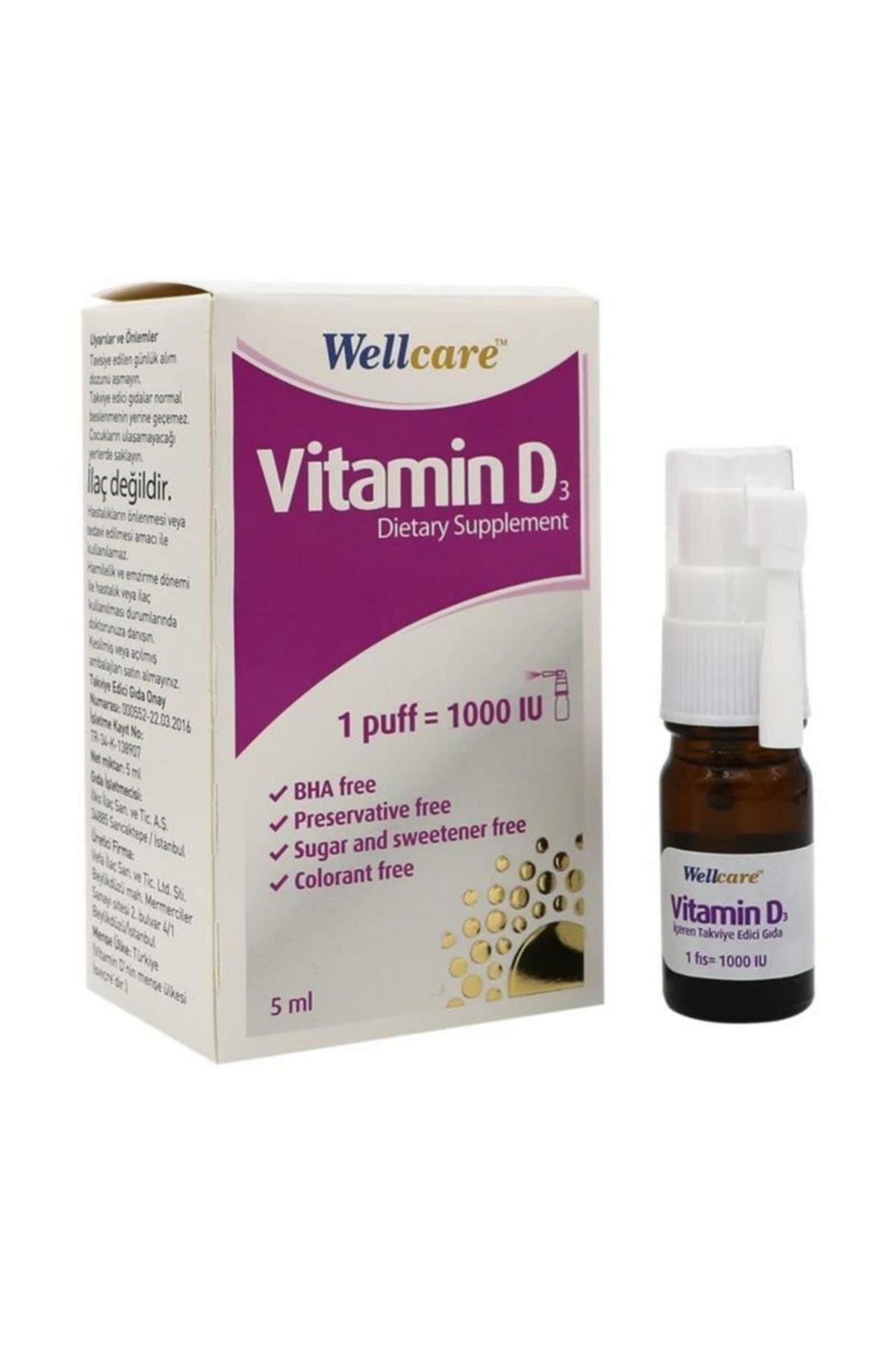 Wellcare Vitamin D3 1000 IU-Takviye Edici Gıda