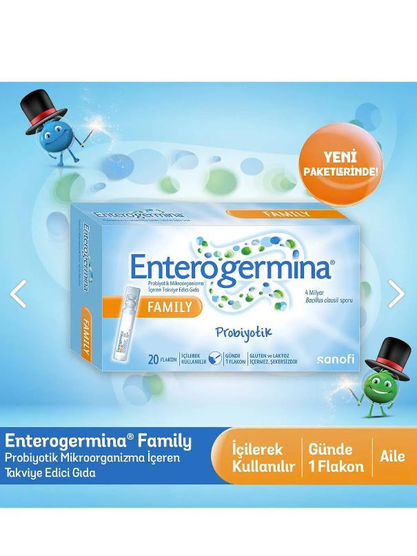 Enterogermina Aile 20 Flakon 4 Milyar Bacillus Clausii Sporu İçeren Probiyotik