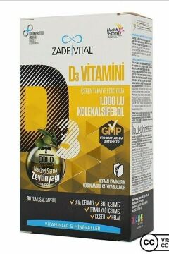 Zade Vital D3 Vitamin 30 Kapsül-Takviye Edici Gıda