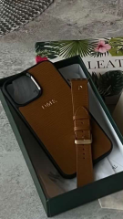 iPhone Uyumlu Deri Kılıf-Apple Watch Uyumlu Kayış Epi-Taba