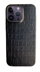 iPhone Uyumlu Deri Kılıf Croco - Siyah
