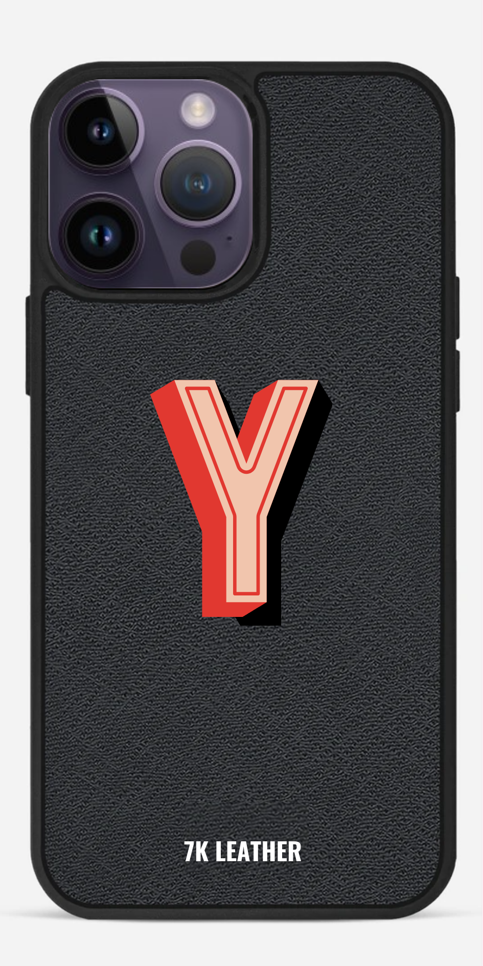 iPhone Uyumlu Deri Kılıf 3D Monogram Siyah- Saffiano