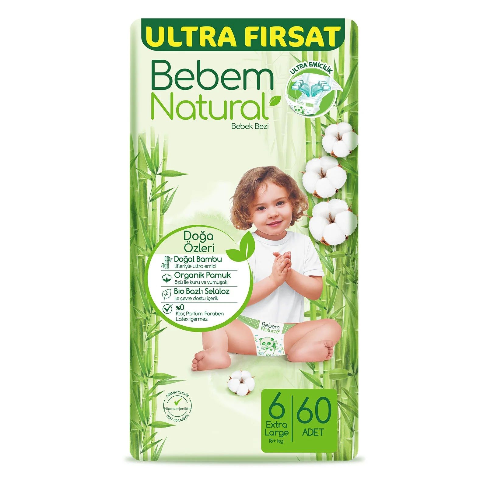 BEBEM NATURAL ULTRA FIRSAT EXTRA LARGE 6NO 15+KG 60'LI 1*2