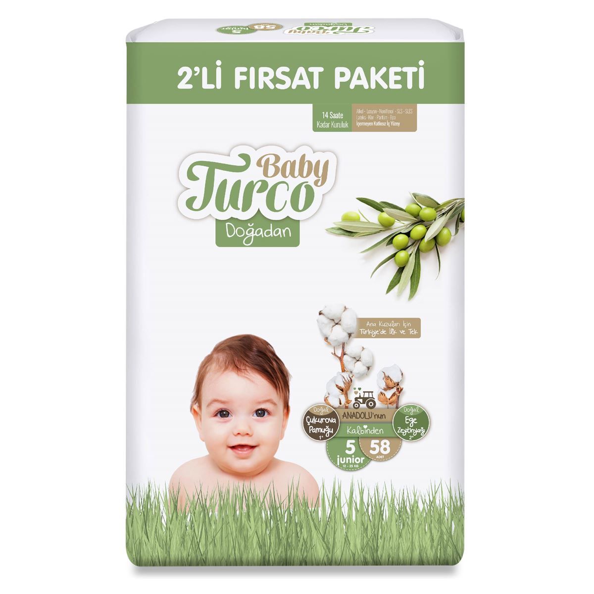 BABY TURCO DOĞADAN 2'Lİ FIRSAT 5JUNİOR 12-25KG 58'Lİ 1*3