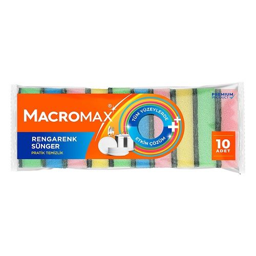 MACROMAX BULAŞIK SÜNGERİ RENGARENK 10LU PAKET 2025225 1*12