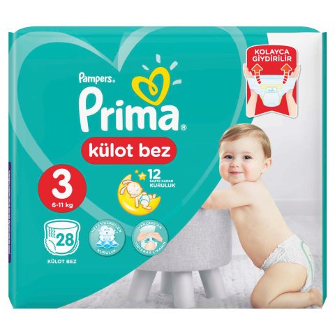 PRİMA KÜLOT BEZ 3MİDİ 6-11KG 28'Lİ 1*4