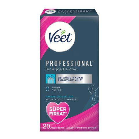 VEET AĞDA BANTI PROF.HASSAS CİLT 20'Lİ+ 2AD.TEMİZLEME MENDİLİ 1*6