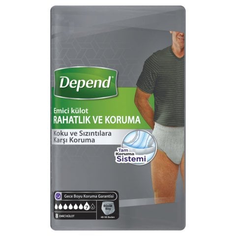 DEPEND EMİCİ KÜLOT ERKEK BÜYÜK BOY 8'Lİ 1*6