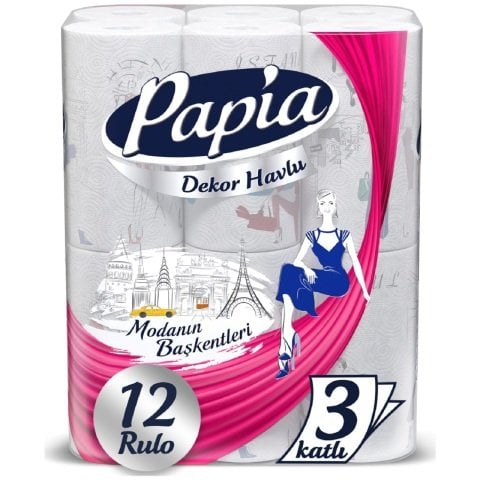 PAPİA H.12'Lİ HAVLU DECOR DESENLİ 1*2