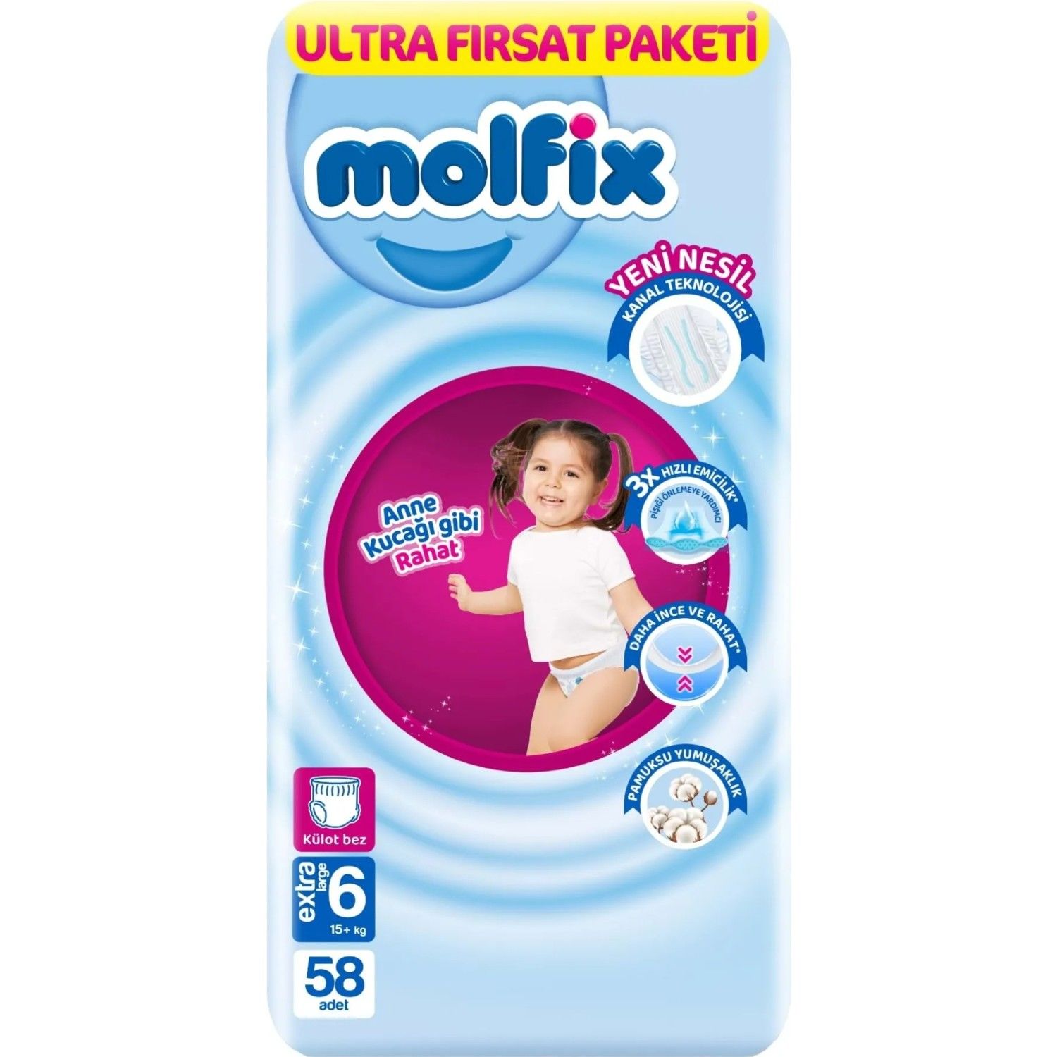 MOLFİX KÜLOT BEZ ULTRA FIRSAT 6 EXTRA LARGE 15+ 58'Lİ 1*2