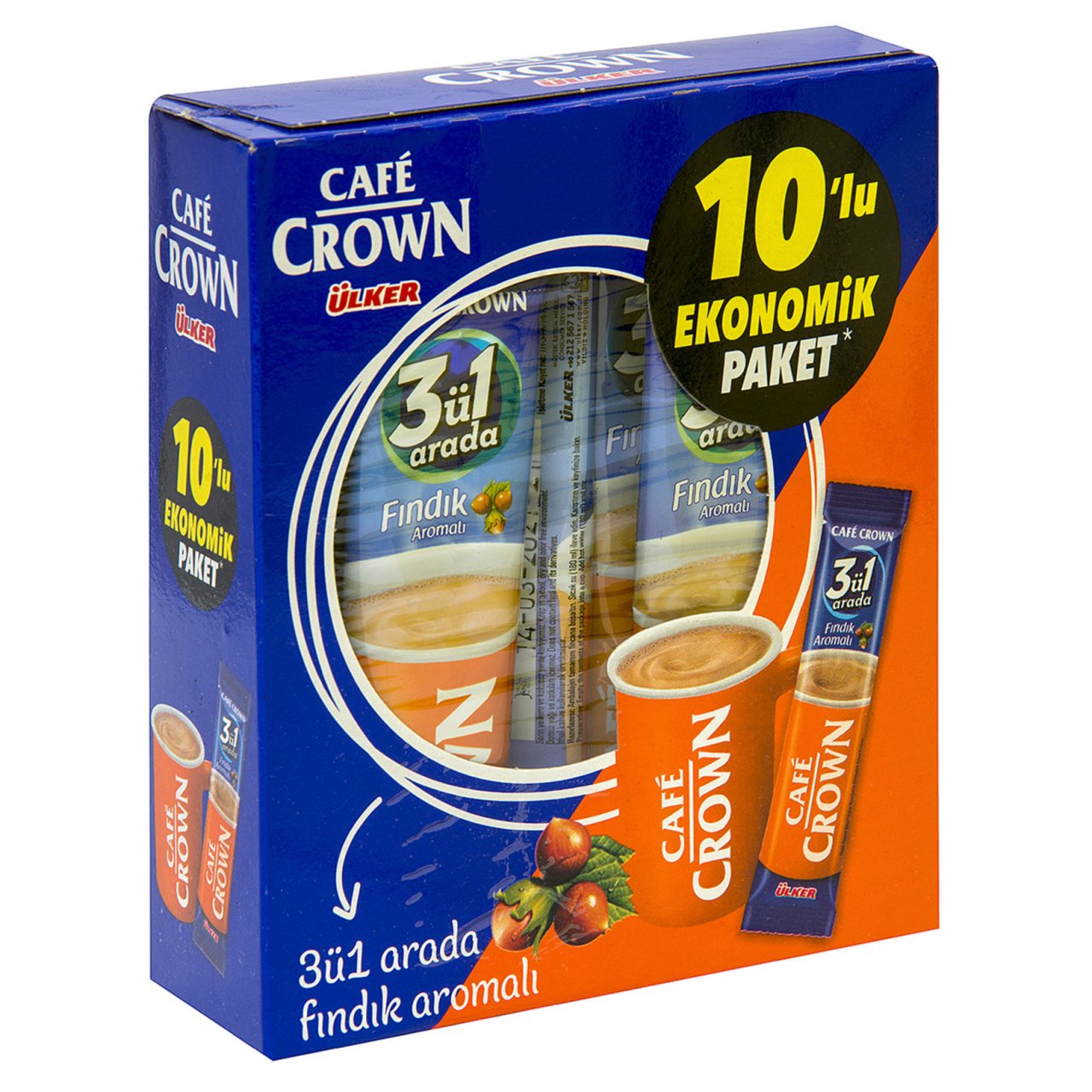 CAFE CROWN 10LU 3İN1 FINDIKLI EKO PAKET 10*18GR 964-01 1*12