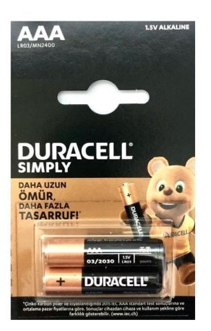 PİL DURACELL İNCE PİL 2'Lİ AAA SIMPLY 1*10*12