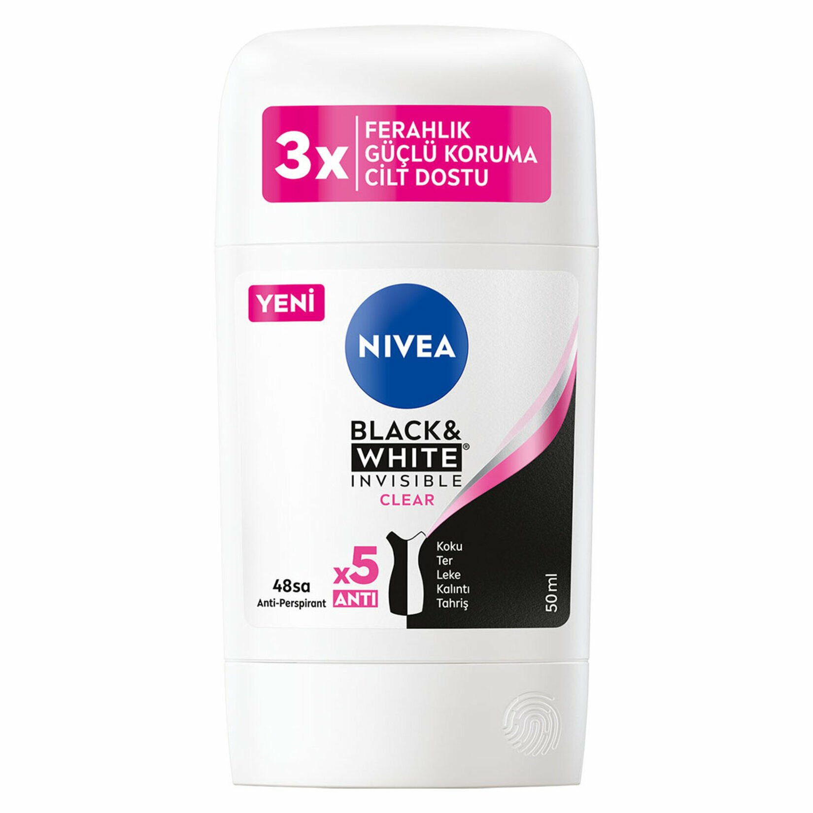 NIVEA .STİCK WOMEN 50ML BLACK& WHİTE INVISIBLE CLEAR 84153 1*15