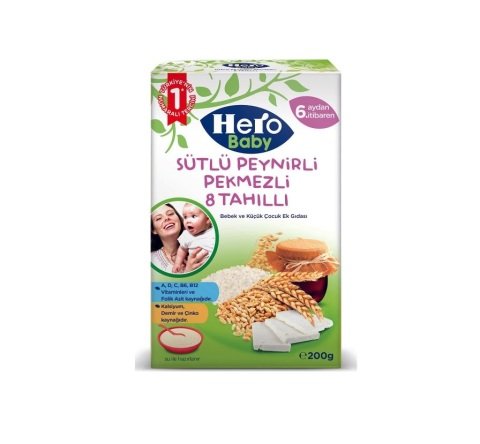 HERO BABY KAŞIK MAMA. 200GR SÜT.PEY.PEKMEZ&8 TAHIL 5991-06 1*12