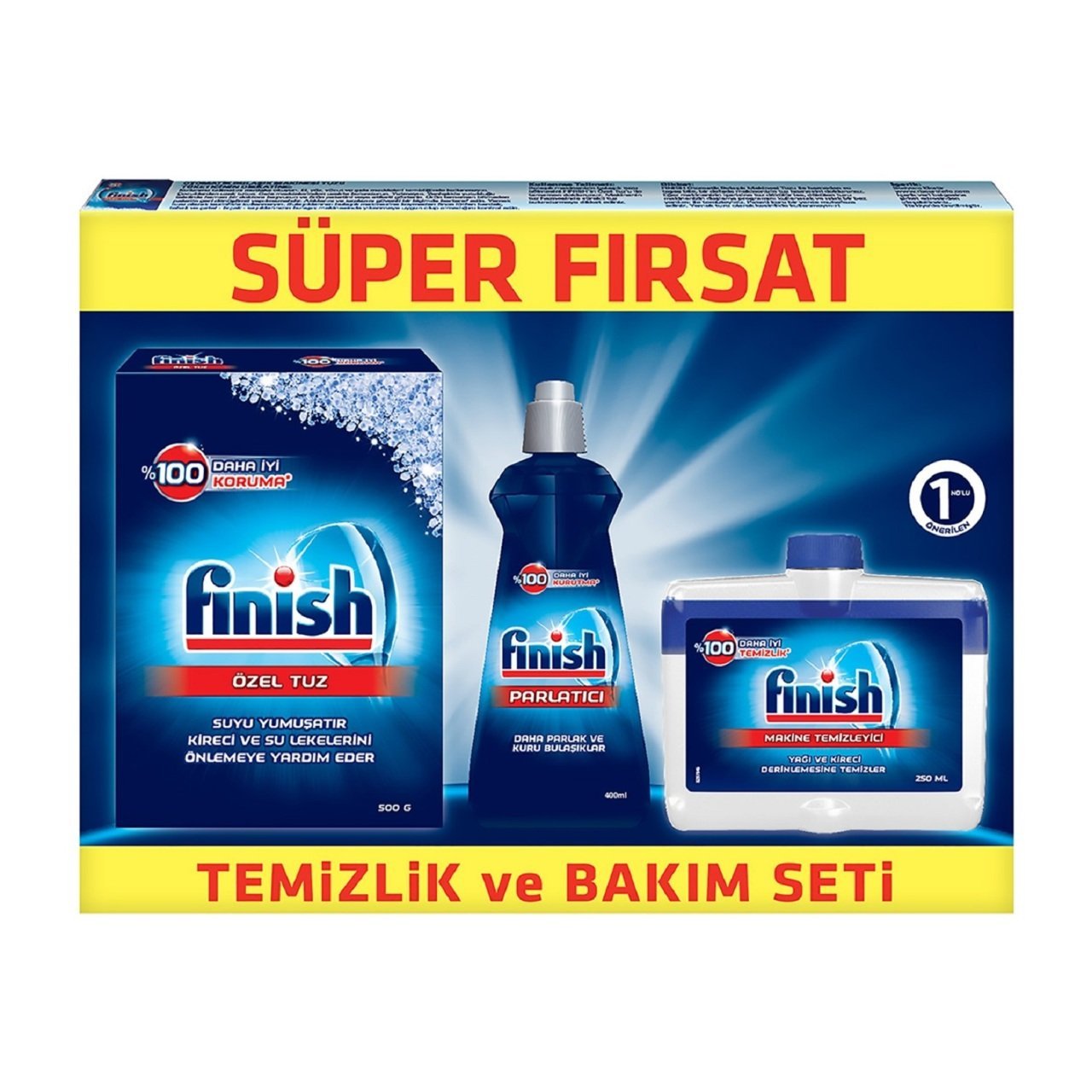 FİNİSH SET 3'LÜ (TUZ550G+PARL.400ML+TEM.250ML) 1*6