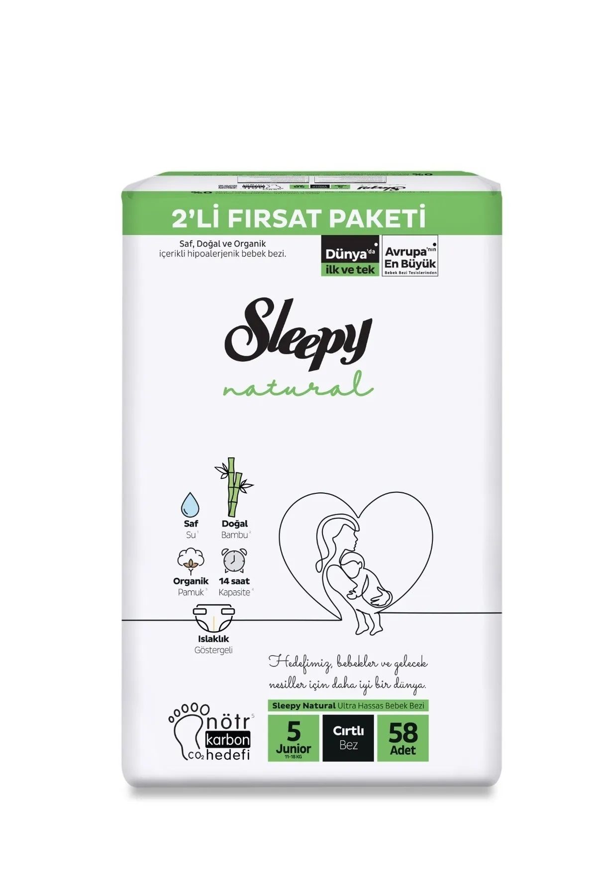 SLEEPY B.FIRSAT 2'Lİ NATURAL 5JUNİOR 11-18KG 58'Lİ CIRTLI 1*3