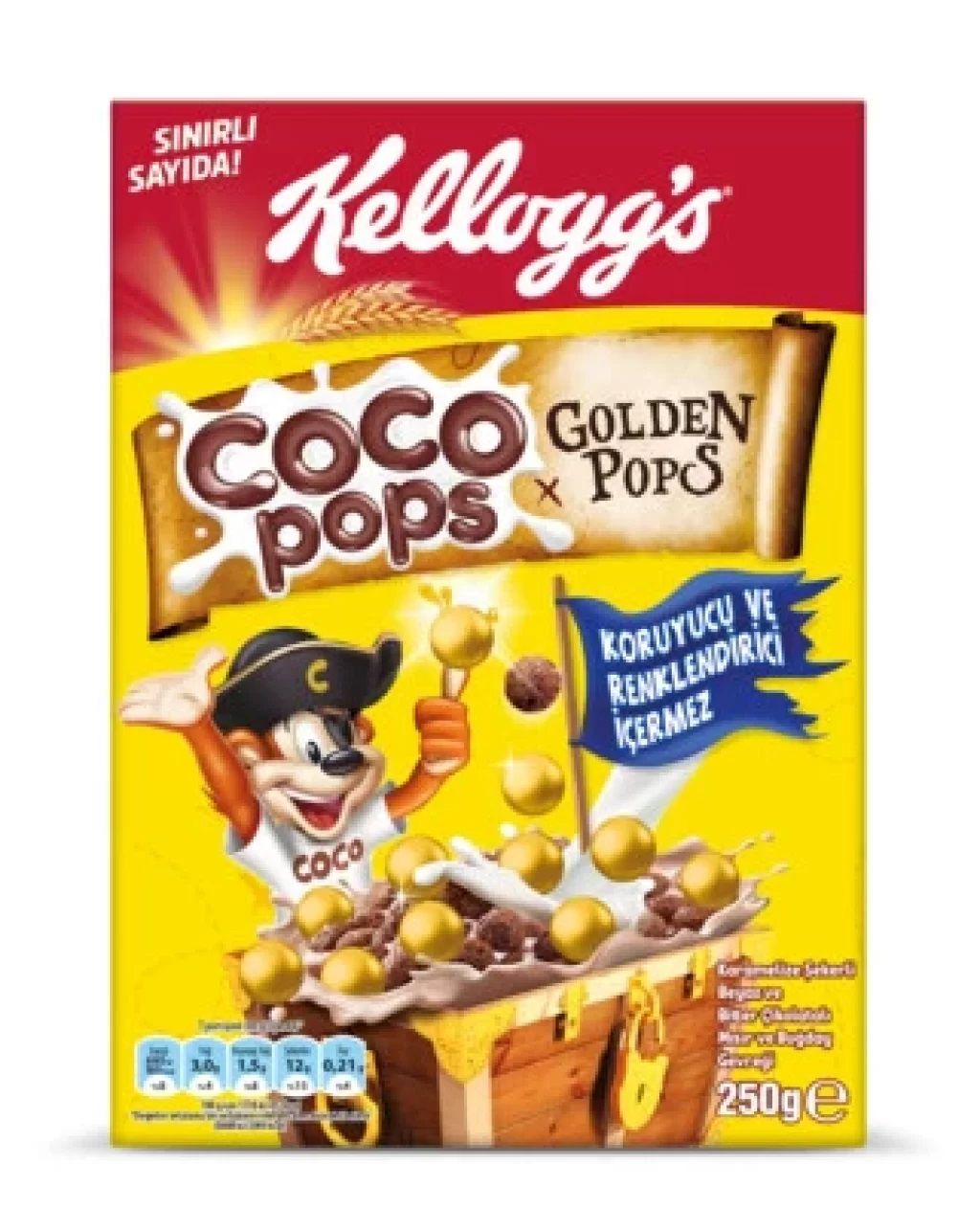 ÜLKER KAHV.KELLOGS COCOPOPS 250GR GOLDEN POPS 2721-13 1*12