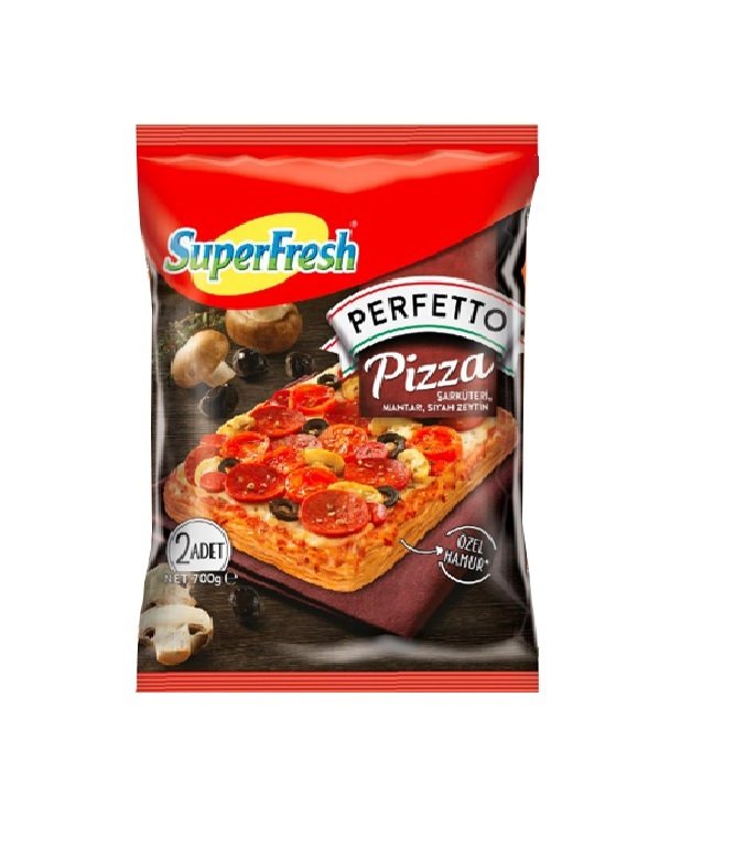 SÜPERFRESH PİZZA PERFETTO 2*350GR ŞARK.MANT.SİYAH ZEYTİN 1*8