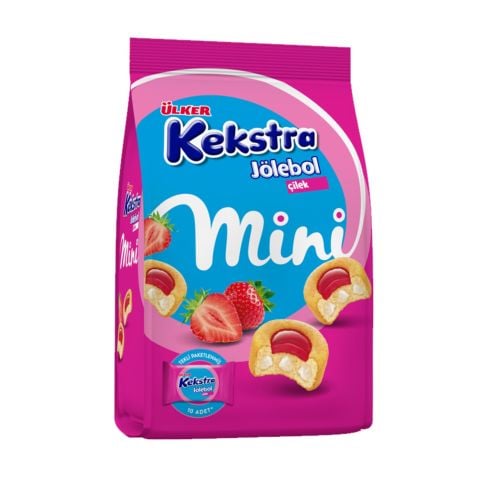 ÜLKER K.KEKSTRA MİNİ JÖLEBOL ÇİLEK 150GR POŞET 823-00 1*10