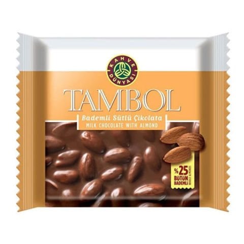 KAHVEDÜNYASI TAMBOL SÜTLÜ BADEMLİ ÇİK.77GR 1*10