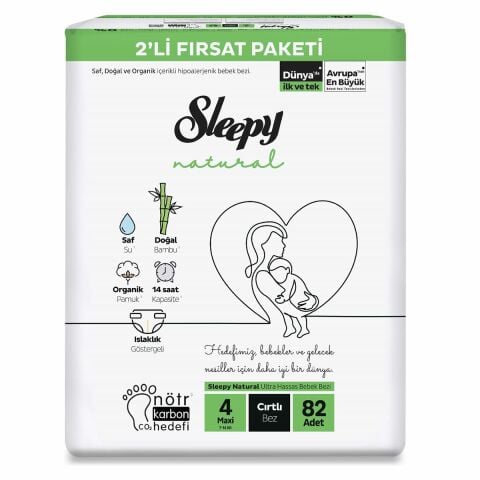 SLEEPY B.FIRSAT 2'Lİ NATURAL 4MAXİ 7-14KG 82'Lİ CIRTLI 1*3