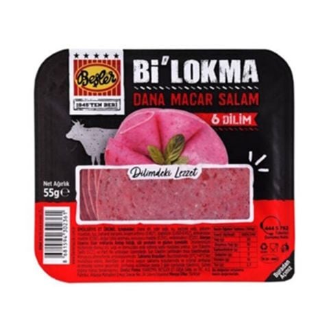 BEŞLER S.Bİ LOKMA SALAM DİLİM DANA MACAR 6DİLİM 55GR 1*24