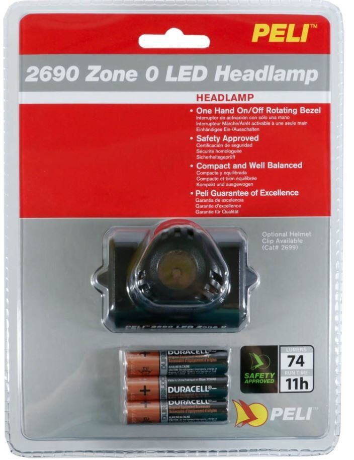 Peli 2690Z0 HeadsUp Lite LED ATEX Zone 0 Far, Antistatik Kafa Bandı, Siyah - ATEX 2015