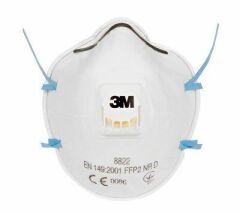 3M™ Partikül Solunum Maskesi 8822, Toz Sınıfı FFFP2 NR D, Ventilli (10 LU ORİJİNAL PAKET)