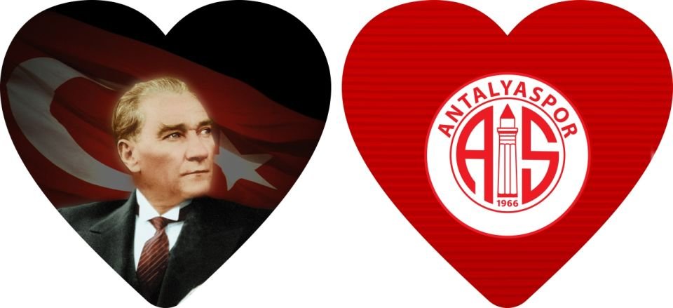 ANTALYASPOR ANAHTARLIK  KALP ATATÜRK KIRMIZI LOGO