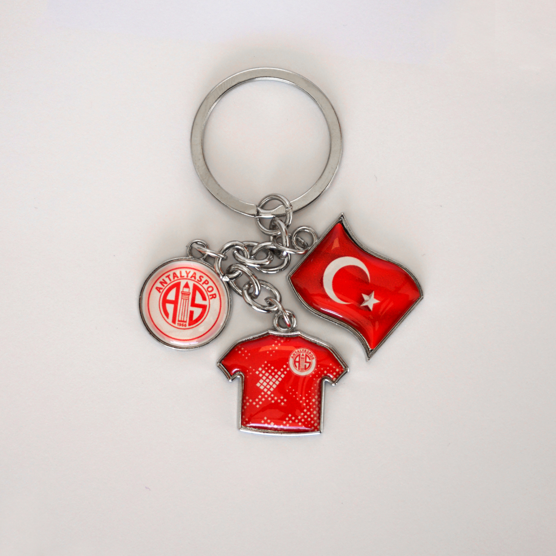 ANTALYASPOR ANAHTARLIK 3'LÜ BENEKLİ KIRMIZI FORMA LOGO BAYRAK