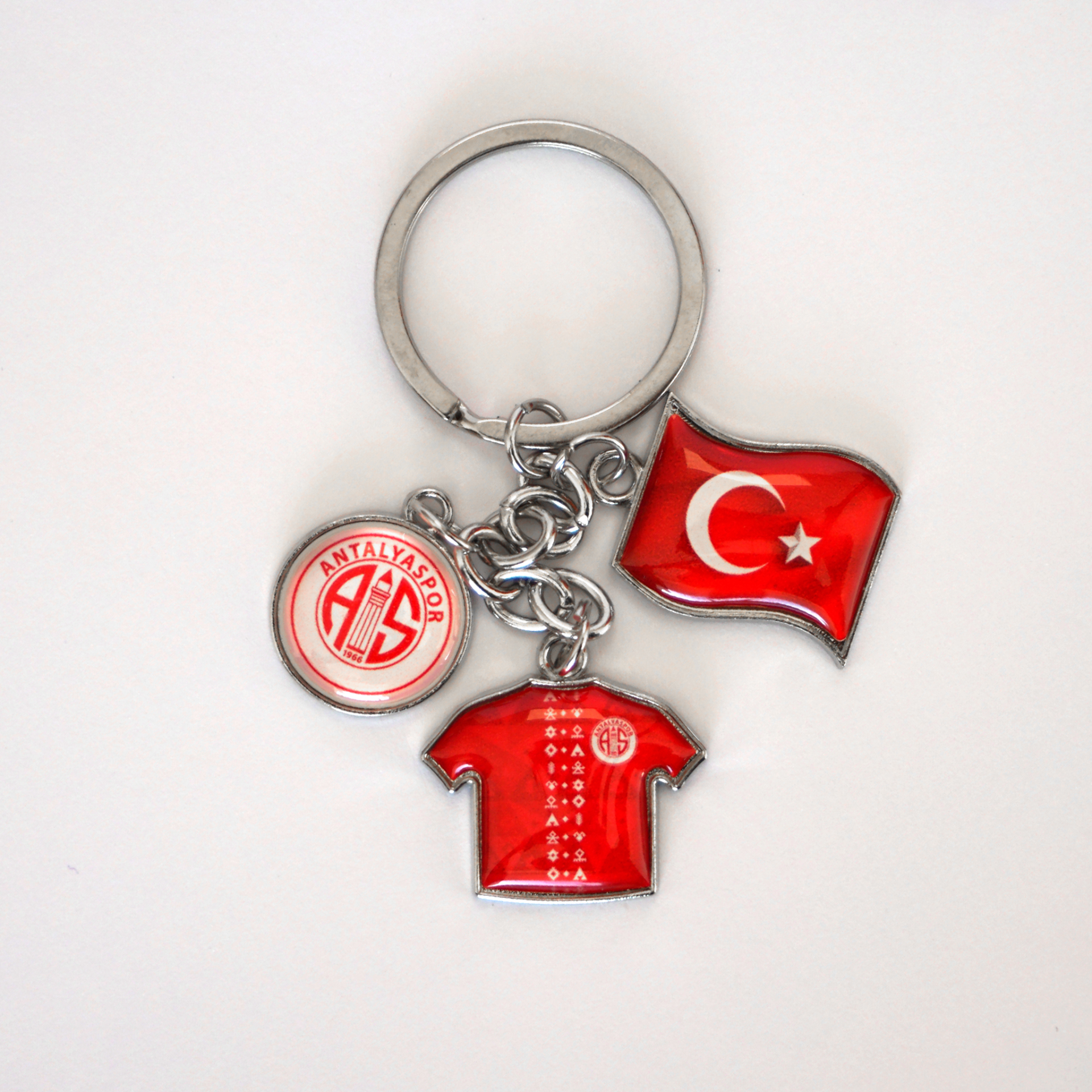 ANTALYASPOR   ANAHTARLIK 3'LÜ KIRMIZI YÖRÜK FORMA LOGO BAYRAK