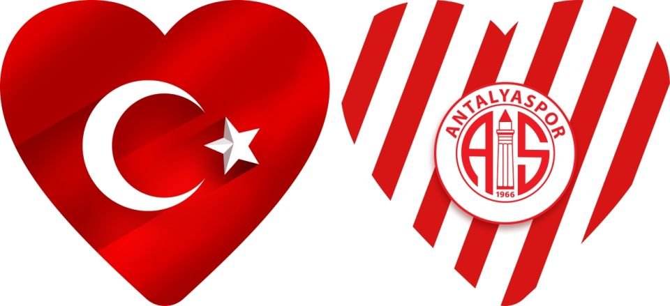 ANTALYASPOR ANAHTARLIK KALP BAYRAK ÇİZGİLİ LOGO