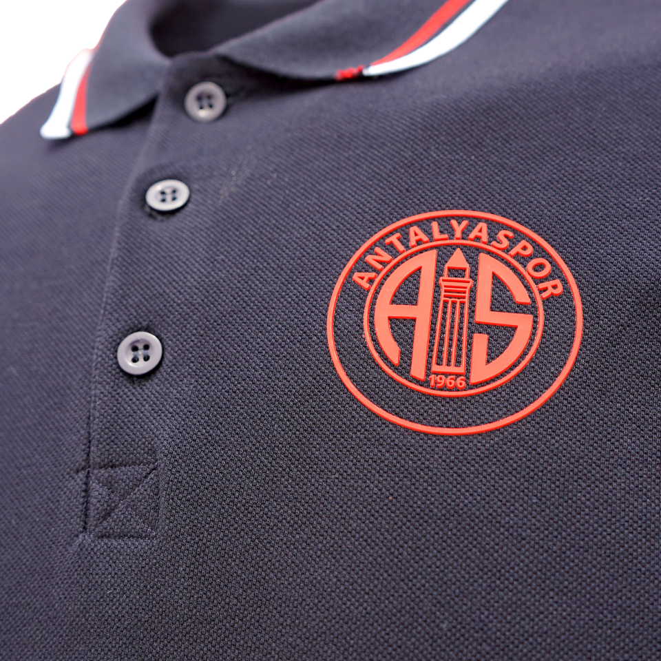 ANTALYASPOR YAKA BİYELİ SİLİKON LOGO POLO YAKA TSHİRT M - Siyah